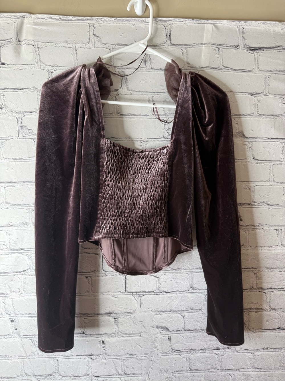 Astr the label ashbury velvet corset long sleeve top medium